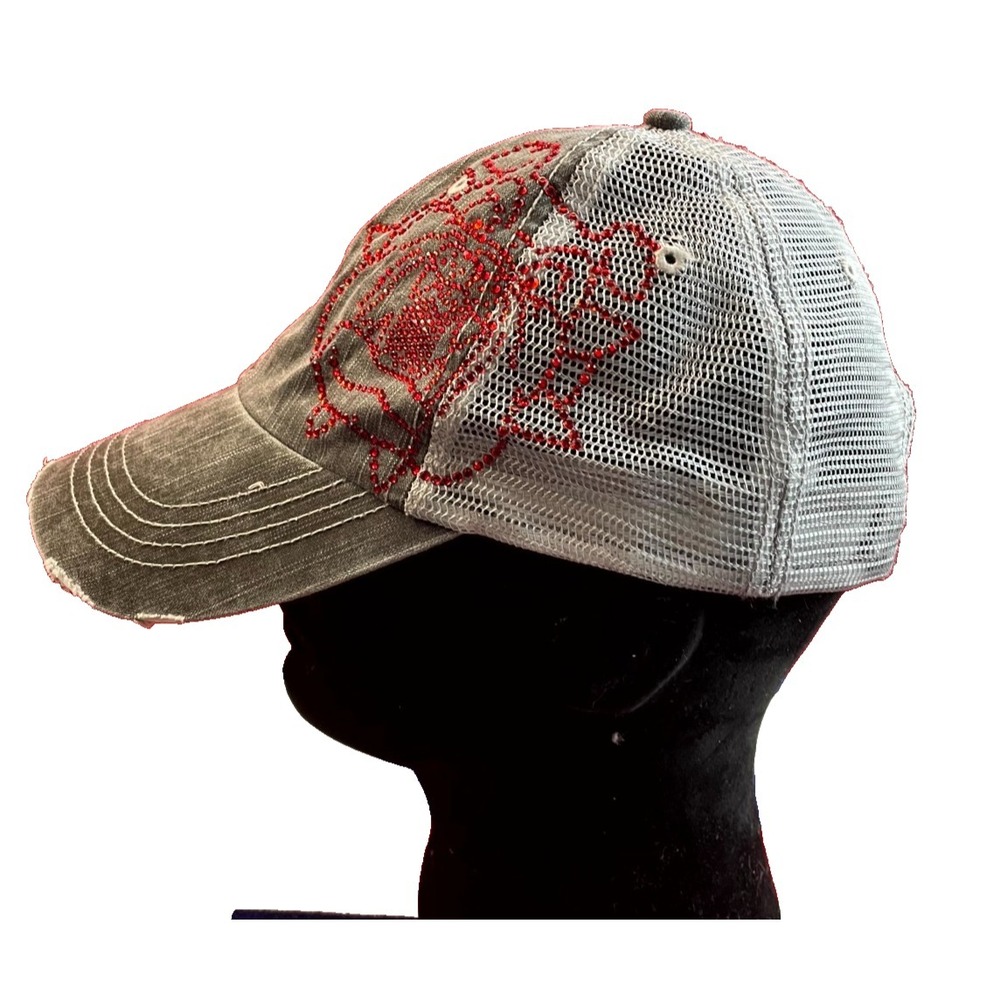Fresno State Bulldogs Distressed Rhinestone Trucker Hat Womens Adjustable Gray